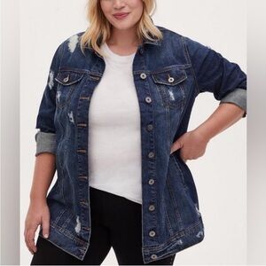 Torrid Oversized Long Distressed Jean Jacket